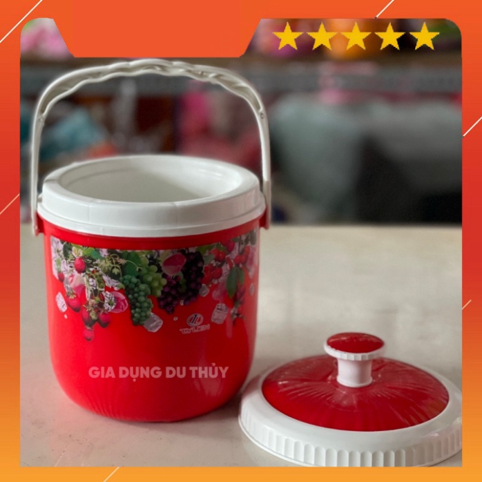 Bình đựng nước đá tròn Tý Liên có quai xách size nhỏ 1L, 3L, 5L giữ lạnh 24h nhựa chính phẩm an toàn thương hiệu Tý Liên