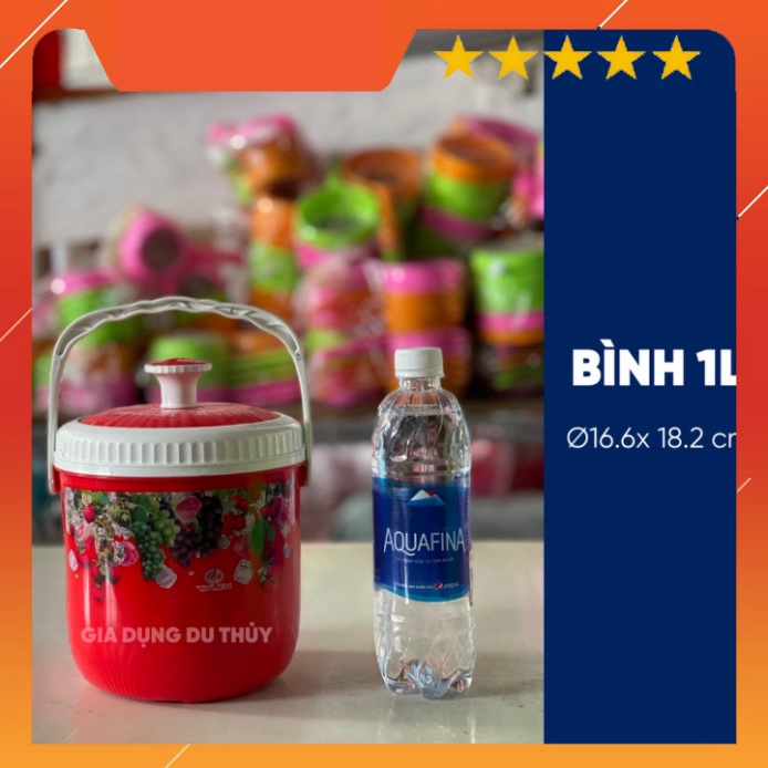 Bình đựng nước đá tròn Tý Liên có quai xách size nhỏ 1L, 3L, 5L giữ lạnh 24h nhựa chính phẩm an toàn thương hiệu Tý Liên