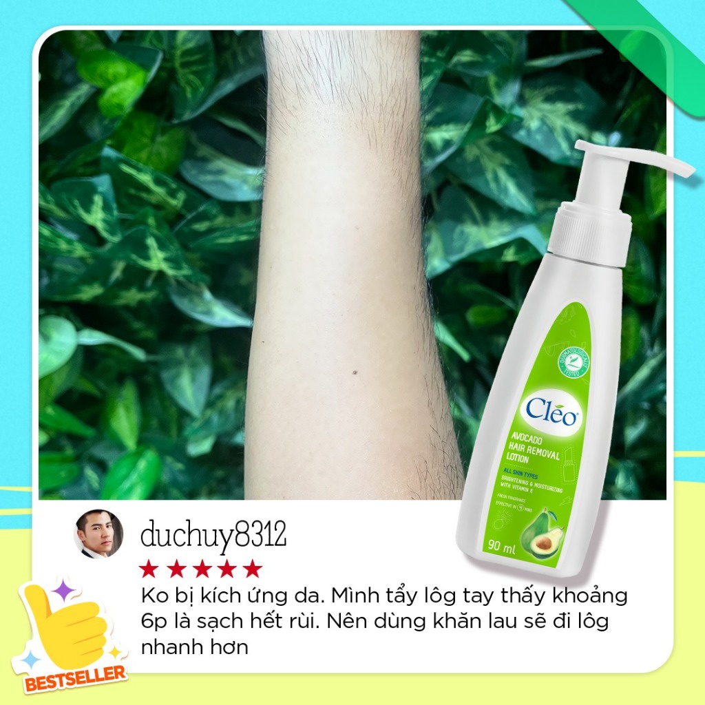 COMBO 2 CHAI LOTION TẨY LÔNG CLEO 90ml/ CHAI CHO MỌI LOẠI DA TẨY LÔNG TOÀN THÂN TAY, CHÂN, NGỰC, BODY AN TOÀN, HIỆU QUẢ