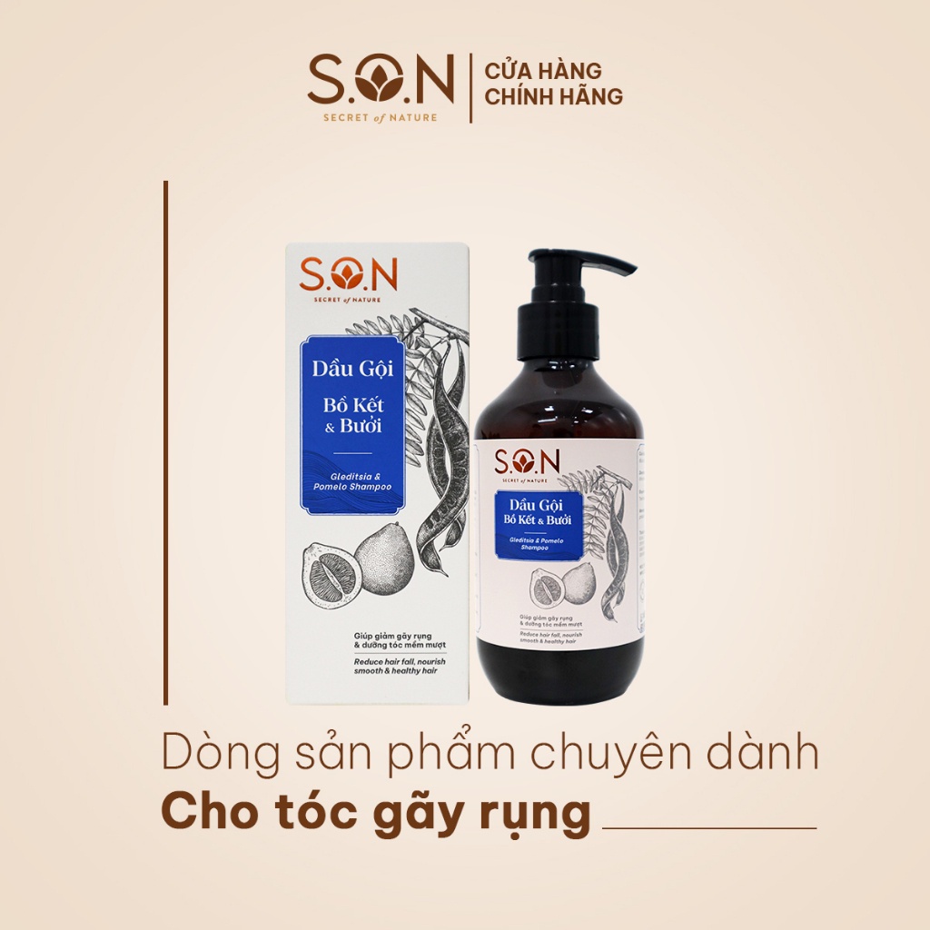 [Mã FRANCIA50 giảm 50% đơn 0] Dầu gội S.O.N Bồ kết & Bưởi 450ml chuyên dành cho tóc gãy rụng 100% thiên nhiên MỚI