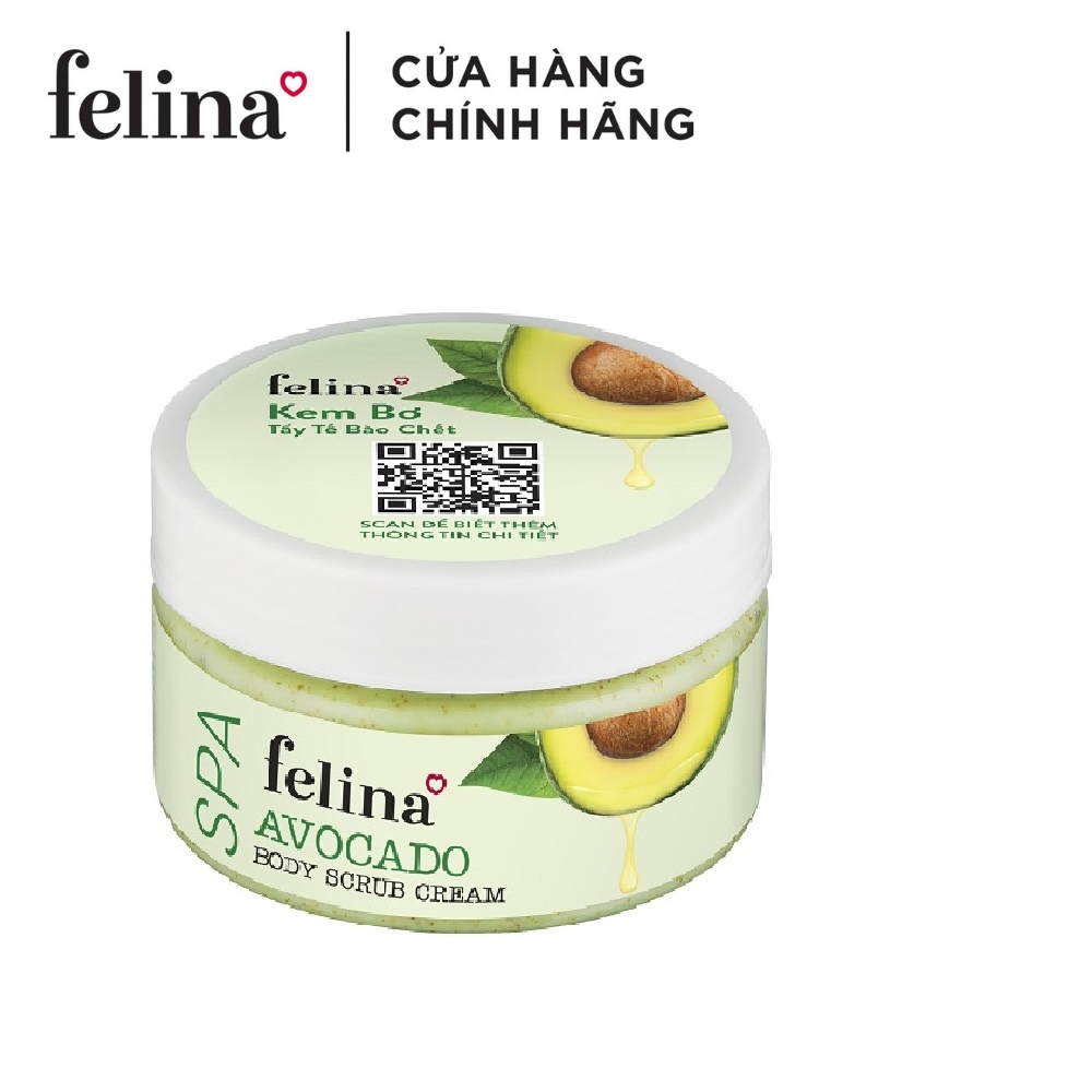 [HB GIFT] Kem tắm tẩy tế bào chết body Felina Home Spa 30g từ bơ nghiền nguyên trái giúp da sạch sâu