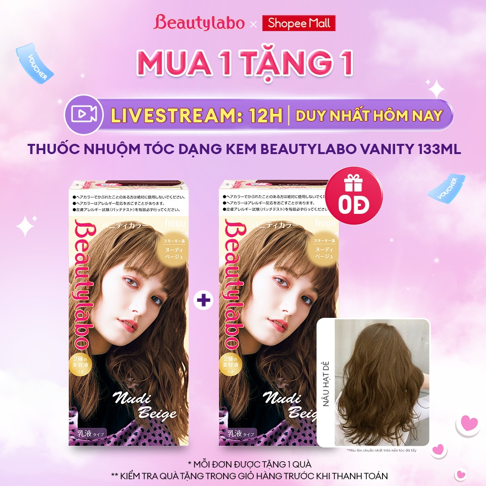 [MUA 1 TẶNG 1] Thuốc nhuộm tóc dạng kem Beautylabo Vanity 133ml nhuộm dưỡng tóc mềm mượt chuẩn Nhật