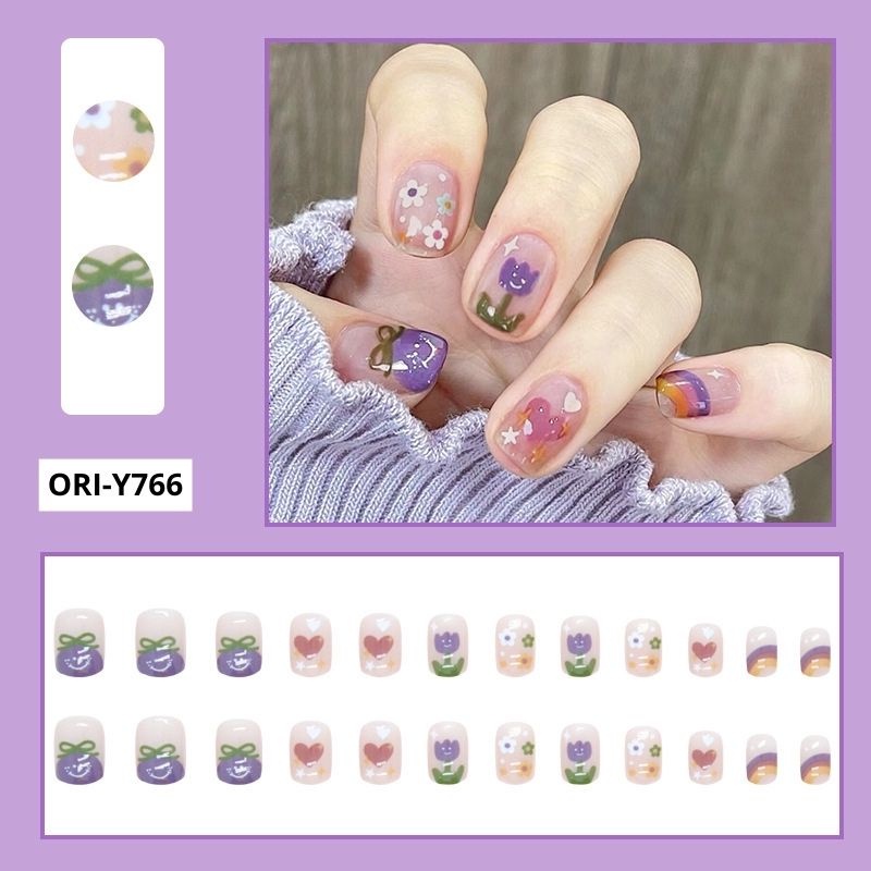 Set Nail Box 24 Móng Tay Nail Họa Tiết 3D Mẫu Mới Thời Trang Phong Cách ORI ACCESSORIES Y911