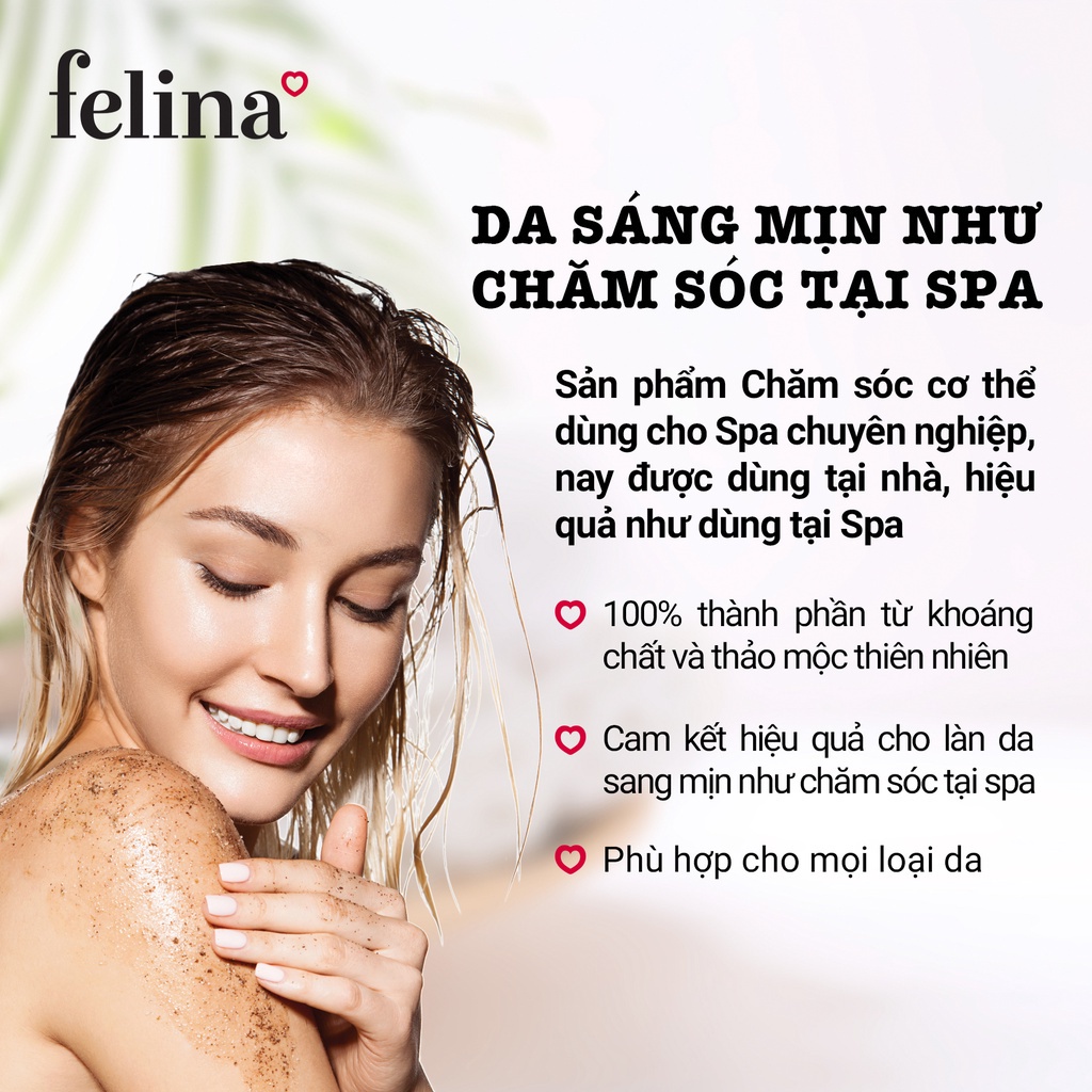 [HB GIFT] Gel Tắm Tẩy tế bào chết body Felina Home Spa dạng gel 300ml từ Hạt mơ nghiền