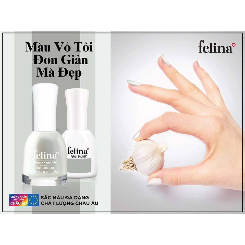 [Mã FRANCIA50 giảm 50% đơn 0] Sơn móng tay Felina 18ml - Màu Vỏ tỏi - Code CN013