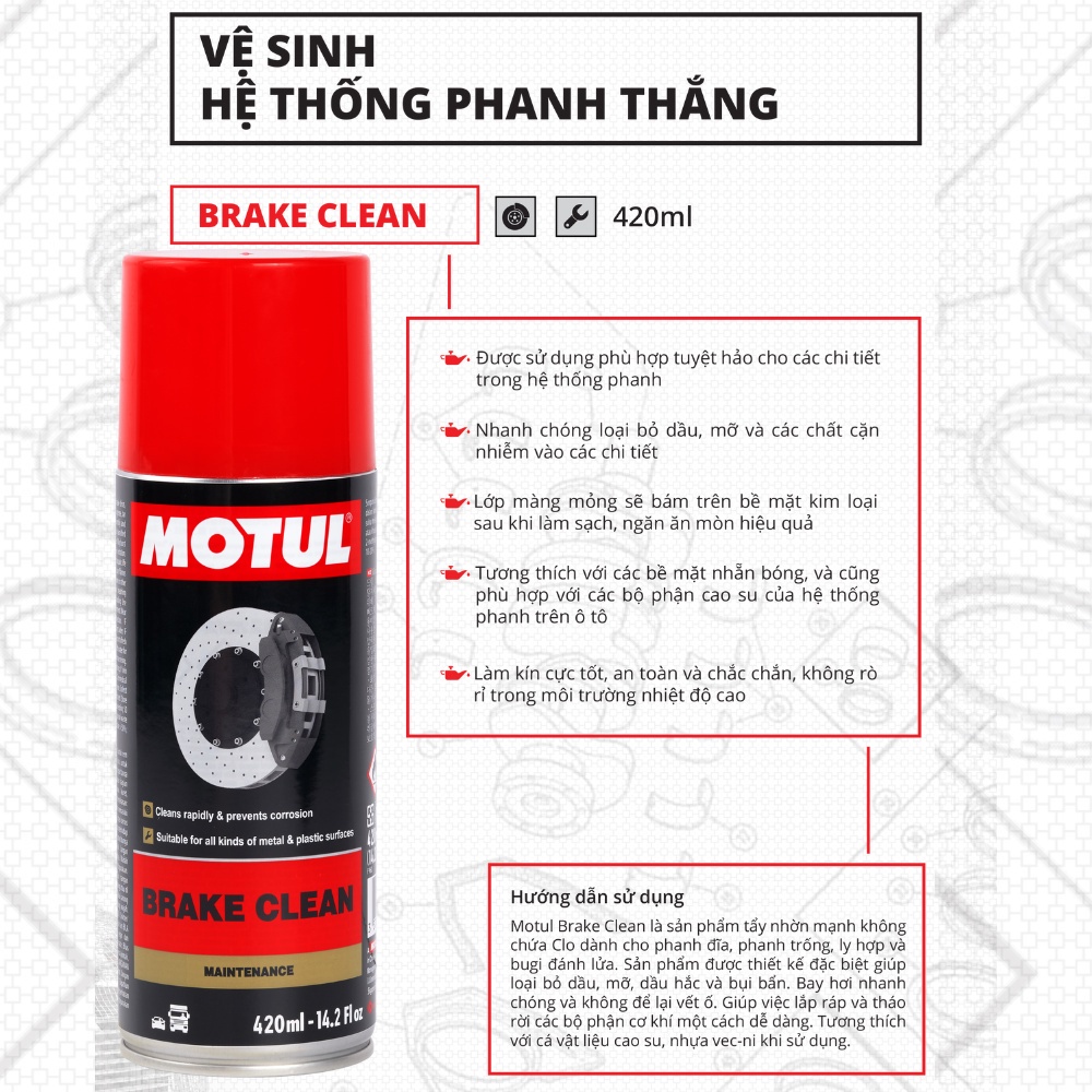 Vệ sinh hệ thống phanh thắng - BRAKE CLEAN 420ml