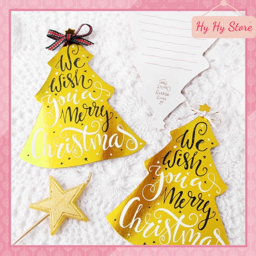 Set 10 Thiệp tag treo tô điểm Noel ngày chúa sinh viết chữ mặt sau ảnh thật Hy Hy Store