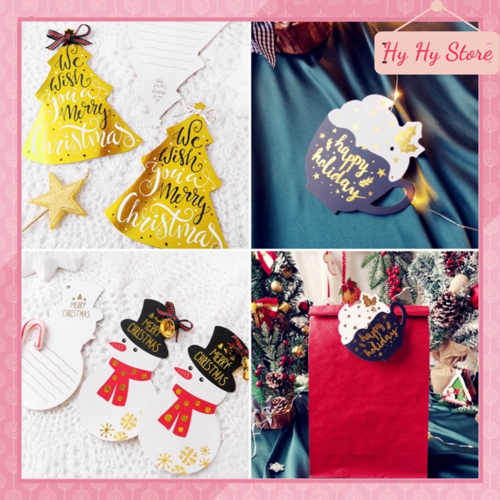 Set 10 Thiệp tag treo tô điểm Noel ngày chúa sinh viết chữ mặt sau ảnh thật Hy Hy Store