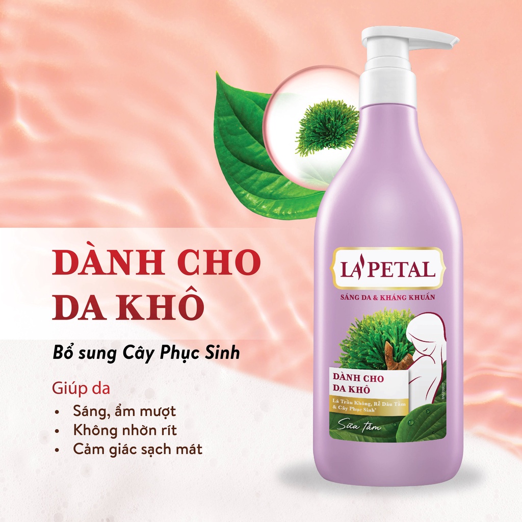 La’Petal Sữa Tắm Sáng Da & Kháng Khuẩn Dành Cho Da Khô Chai 500ml