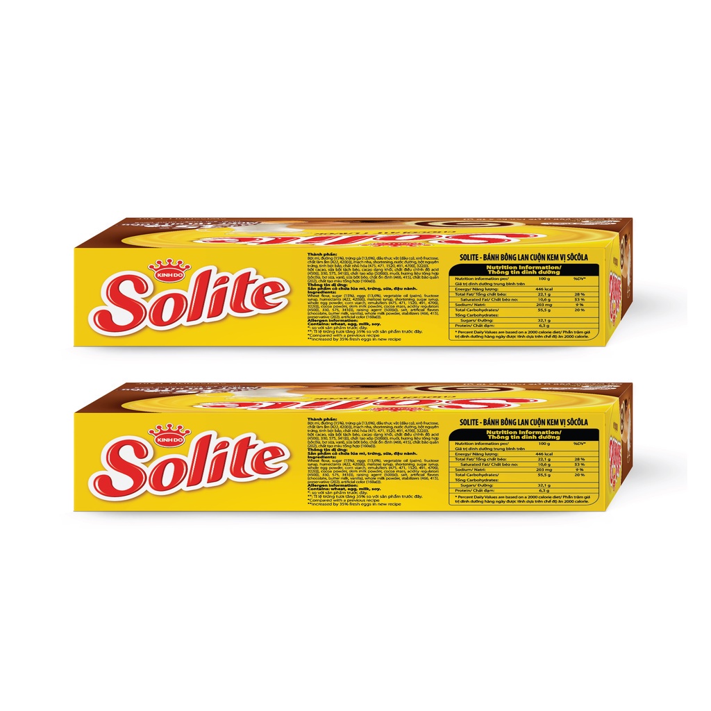 - Combo 2 Hộp Bánh Bông Lan SOLITE Cuộn Kem Vị Socola 288g