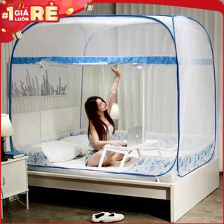 Màn chụp tự bung đỉnh vuông Hậu Bạn - Mẫu mùng chụp tự bung người lớn chống muỗi gấp gọn tiện dụng