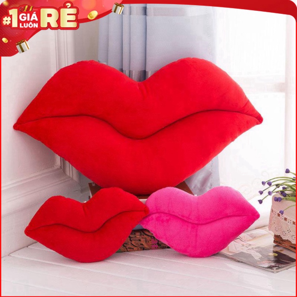 Gối Nỉ Nhung Hình Môi Độc Đáo Mềm Mịn Đa Chức Năng - Phụ Kiện Decor Phòng