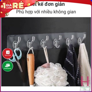 Thanh Treo Đồ Dán Tường 6 Móc Liền Mạch Trong Suốt Siêu Chắc Chắn