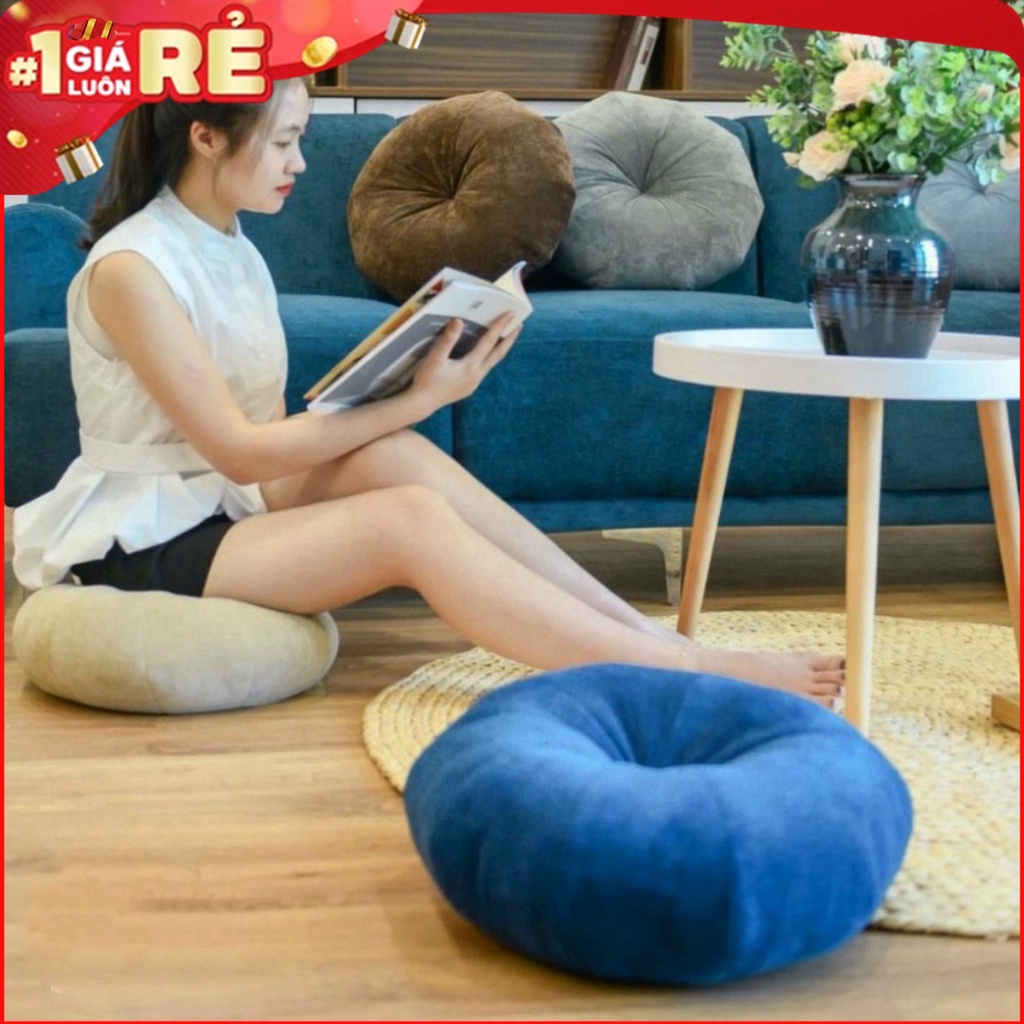 Đệm ngồi bệt hình tròn bí ngô kiểu dáng mới 45cm vải nỉ nhung mềm mịn chuyên decor phòng khách
