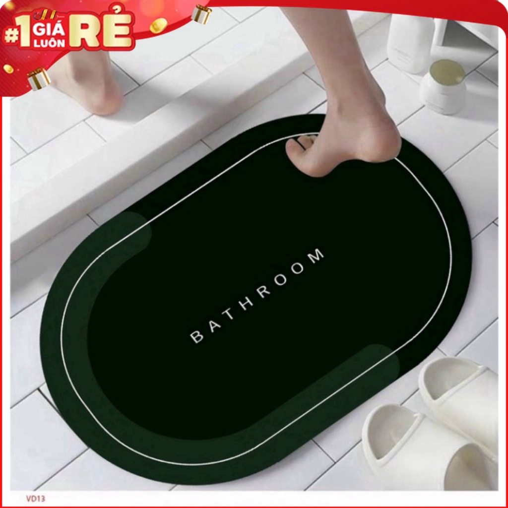 Thảm lau chân, thảm chùi chân siêu thấm hút hình oval hoạ tiết 3D