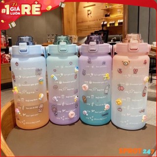 Bình nước 2 lít giữ nhiệt cute bình đựng nước chia vạch - Kanta store