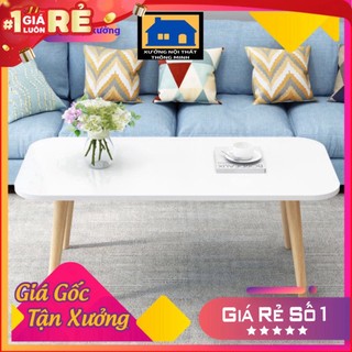 Bàn sofa cafe Bàn trà decor phòng ăn phòng khách, mặt bàn bo góc cua mềm mại, chân gỗ tự nhiên - Kanta store