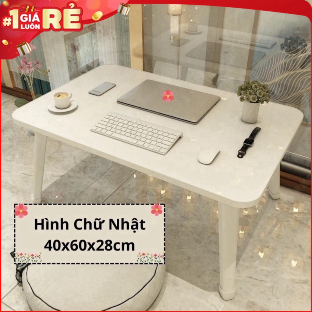 Bàn học gấp gọn mini mặt gỗ chân nhựa thông minh ngồi bệt để giường laptop xếp gọn dành cho học sinh , sinh viên