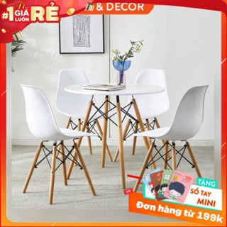 Bộ bàn ghế Eames chân gỗ đan Dáng Hiện Đại Hàn Quốc cho bếp ăn, phòng khách, cafe, cà phê