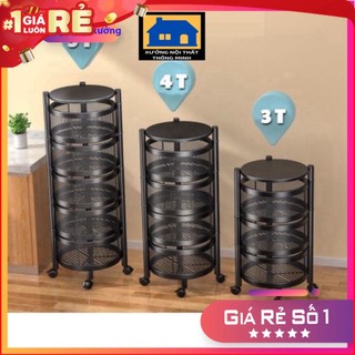 Kệ xoay đa năng, đựng rau củ đa năng 4 tầng  phong cách châu Âu có bánh xe di chuyển tiện dụng⚡️HÀNG LOẠI 1⚡️