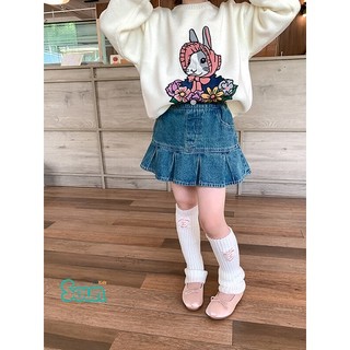Chân váy jean đuôi cá xếp li bé gái