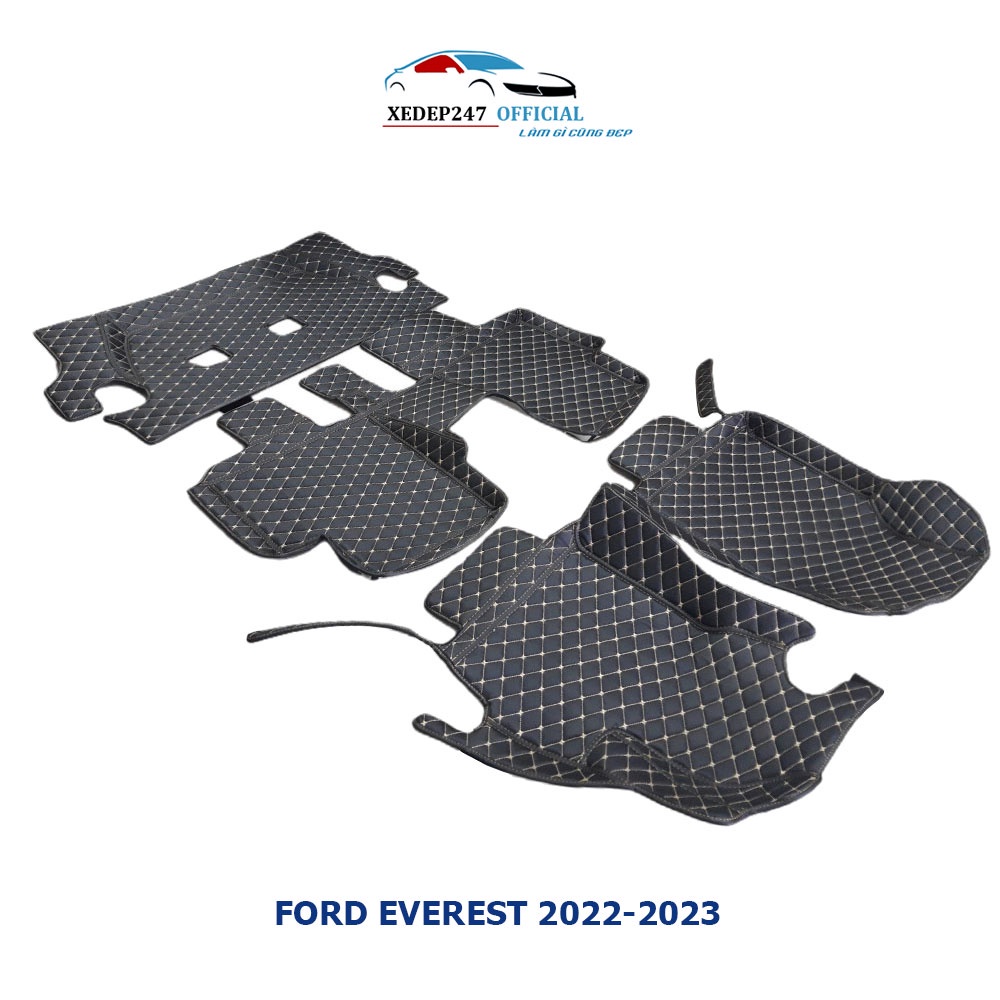 Thảm sàn 5D 6D da thường dành cho xe 7 chỗ Ford Everest 2022-2023