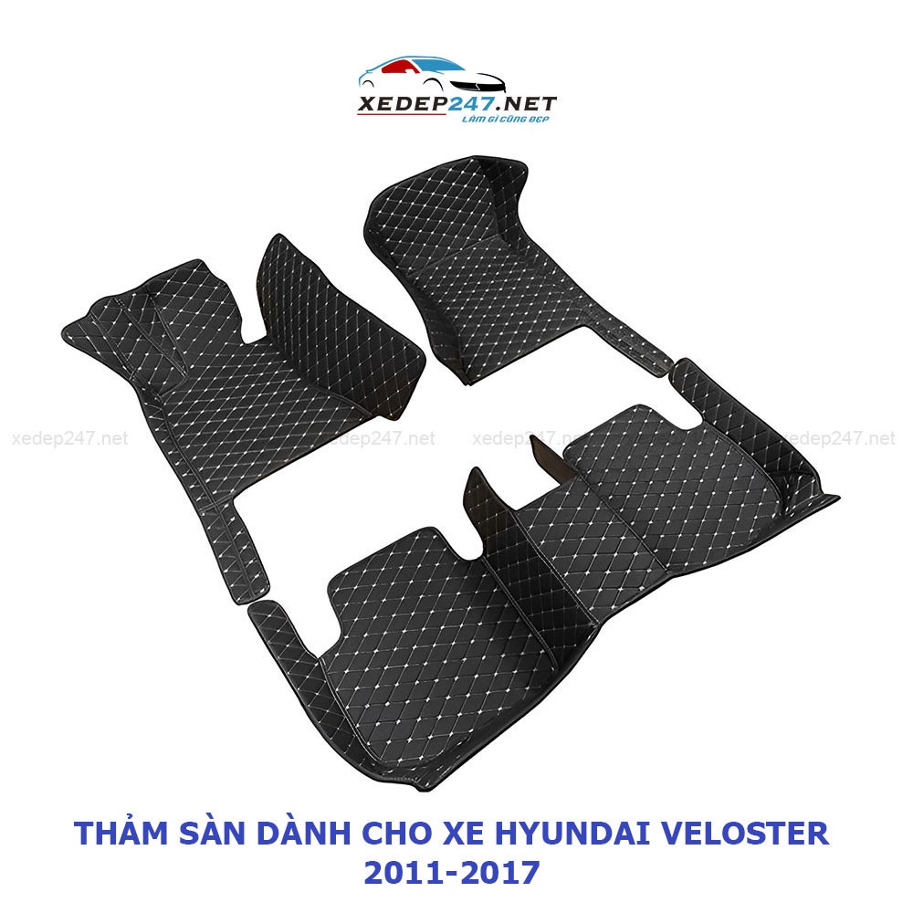 Lót sàn 6D da thường xe 5 chỗ Hyundai Veloster 2011-2017 form chuẩn, không mùi, không thấm nước