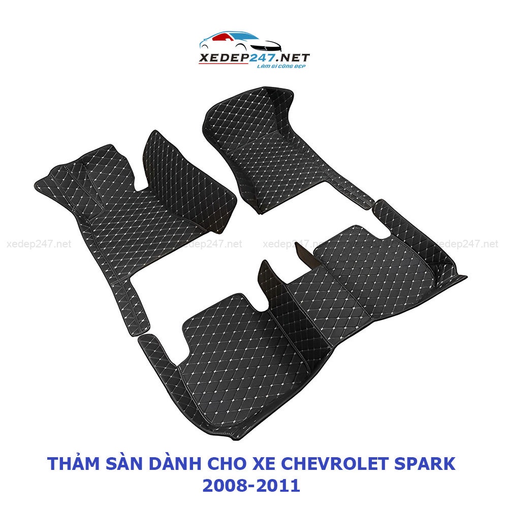 Thảm sàn 5D 6D da thường dành cho xe 5 chỗ Chevrolet Spark 2008 - 2011 form chuẩn, không mùi, không thấm nước
