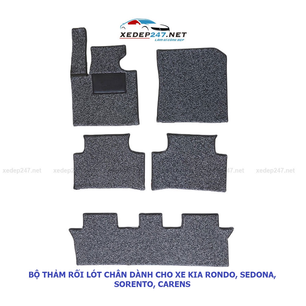 Bộ thảm rối lót chân ô tô 7 chỗ dành cho xe Kia Rondo, Sedona, Sorento, Carens
