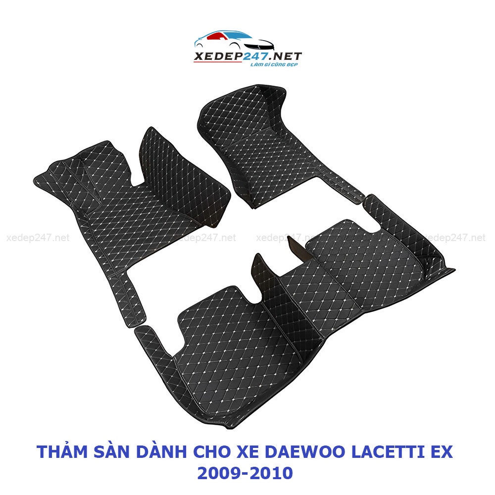 Thảm sàn 5D 6D da thường dành cho xe 5 chỗ Daewoo Lacetti EX 2009-2010 form chuẩn, không mùi, không thấm nước