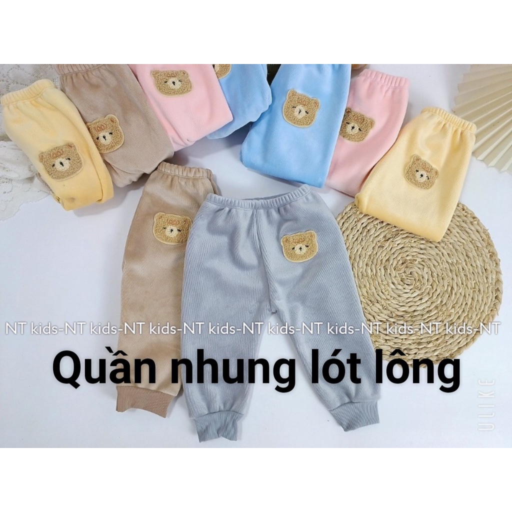 Quần Nhung Lót Lông Dày Đẹp Siêu Ấm Cho Bé (4-14kg)