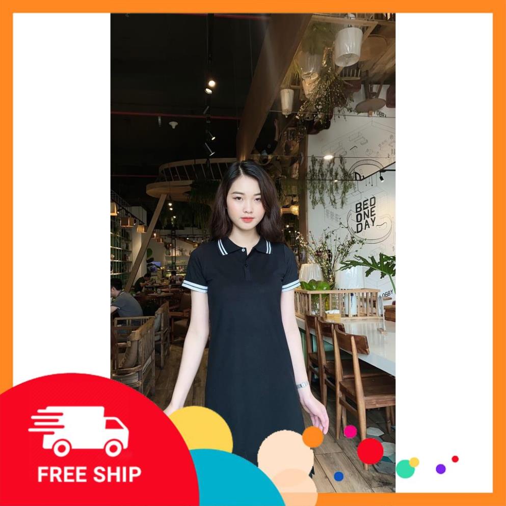 Váy Polo xuông đen tay trắng basic nhẹ nhàng _CAO CAP | BigBuy360 - bigbuy360.vn