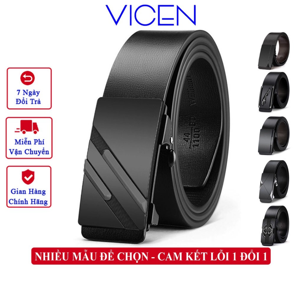 Thắt Lưng Nam Da Mềm Cao Cấp VICENZO Khóa Tự Động Hợp Kim Chống Rỉ Dây Luồn Trong Tinh Tế Cam Kết Lỗi 1 Đổi 1 - Hàng mới