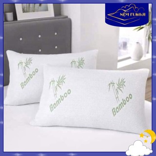 Gối foam bamboo cao cấp ,giúp nâng đỡ vai gáy,nâng đỡ cổ và giúp cho giấc ngủ sâu hơn,ngon hơn. - 47cmx67cmx14cm - trắng
