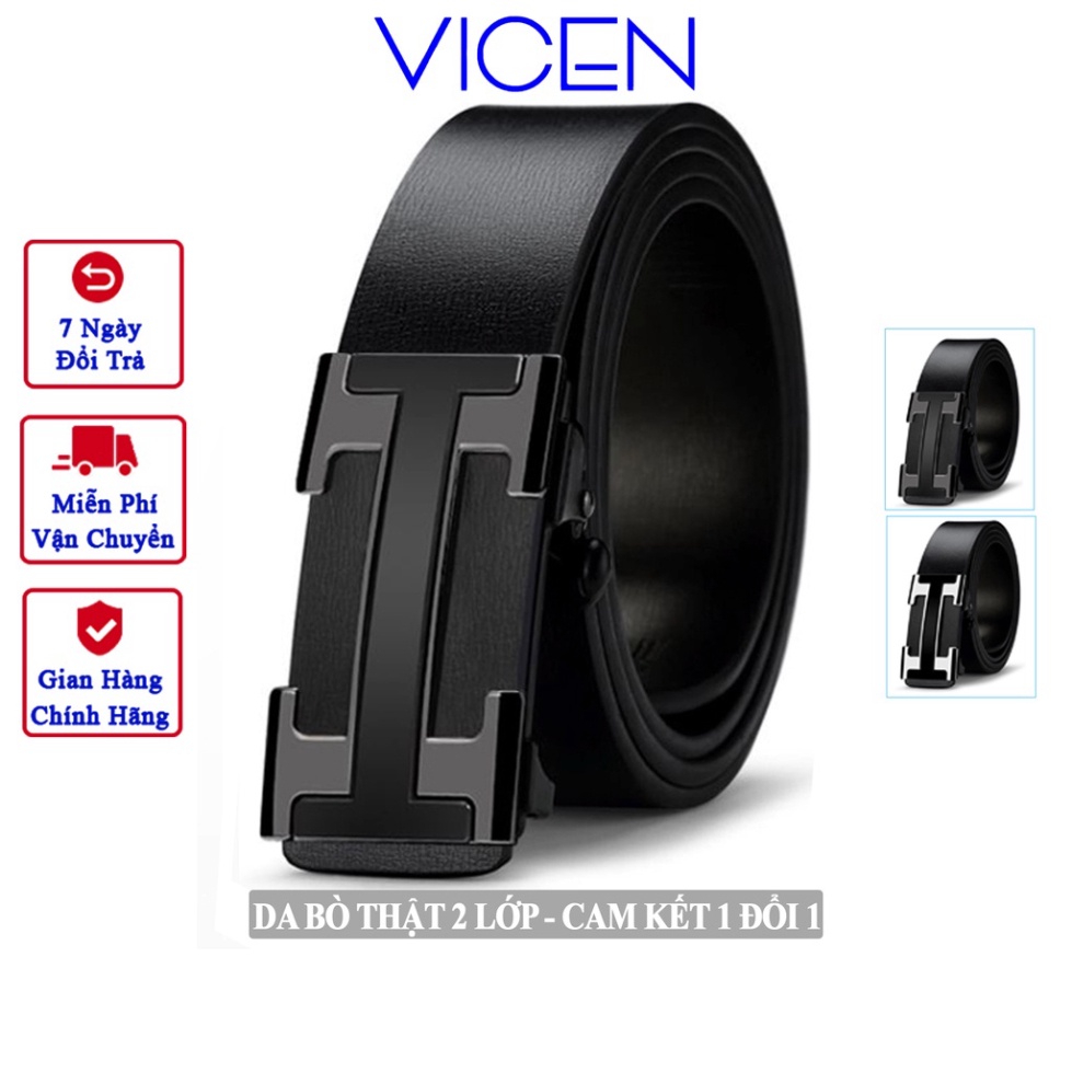 Thắt Lưng Nam VICENZO Da Bò Thật Cao Cấp Mặt Khóa Tự Động Hợp Kim Chống Rỉ Bảo Hành Lỗi 1 Đổi 1 - Hàng mới về