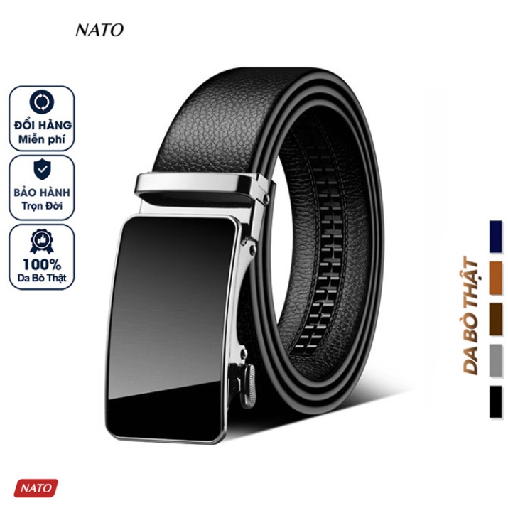 Thắt Lưng Nam Lux Khóa Tự Động Da Bò Thật Cao Cấp Đẹp Sang Trọng Công Sở Thời Trang Đi Làm Học Dây Nịt Khóa Tăng NATO -