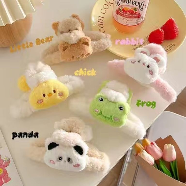Kẹp Tóc Hình Cá Mập / Gấu Hoạt Hình Nhồi Bông Dễ Thương Cho Nữ
