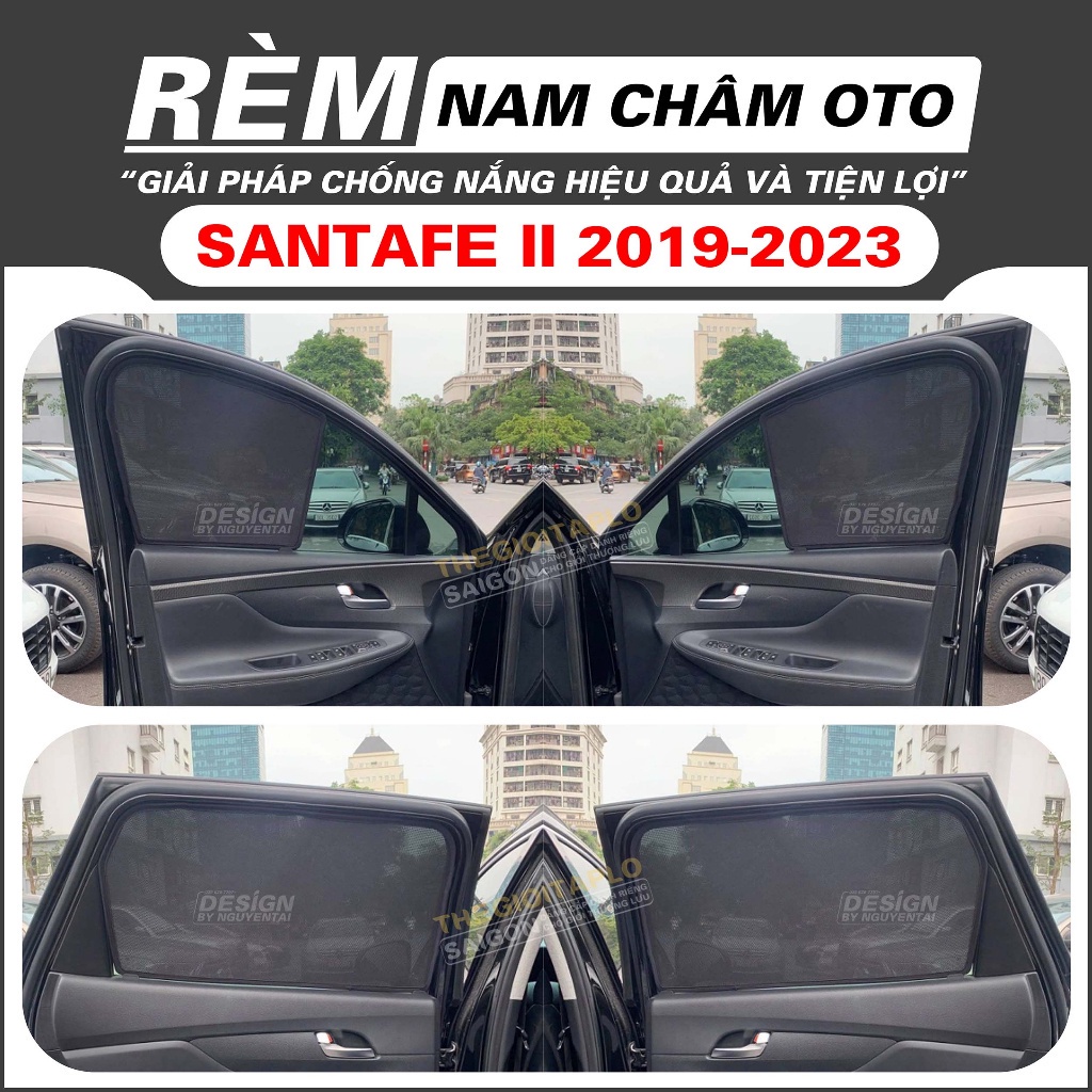 (Hyundai Santafe 2019-2023) Rèm Che Nắng ô tô, Tấm Che Nắng ô tô Nam Châm hít cữa tiện lợi