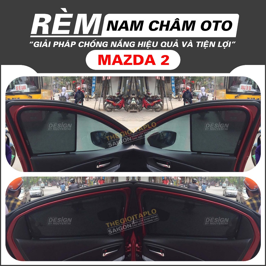 (Mazda 2) Rèm Che Nắng ô tô, Tấm Che Nắng ô tô Nam Châm hít cữa tiện lợi
