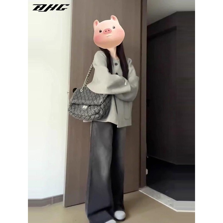 Merad Áo Khoác Len Chần Bông Nhỏ Màu Xám Phong Cách hepburn Hàn Quốc Mặc Ngoài Trời Mùa Thu Đông