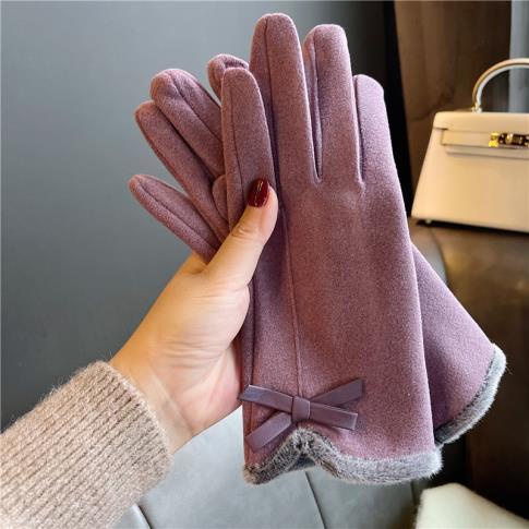 Găng Tay Mùa Đông Bằng Vải Nhung Ấm Áp Chống Lạnh Phong Cách Hàn Quốc Dễ Thương Thời Trang Cho Nữ