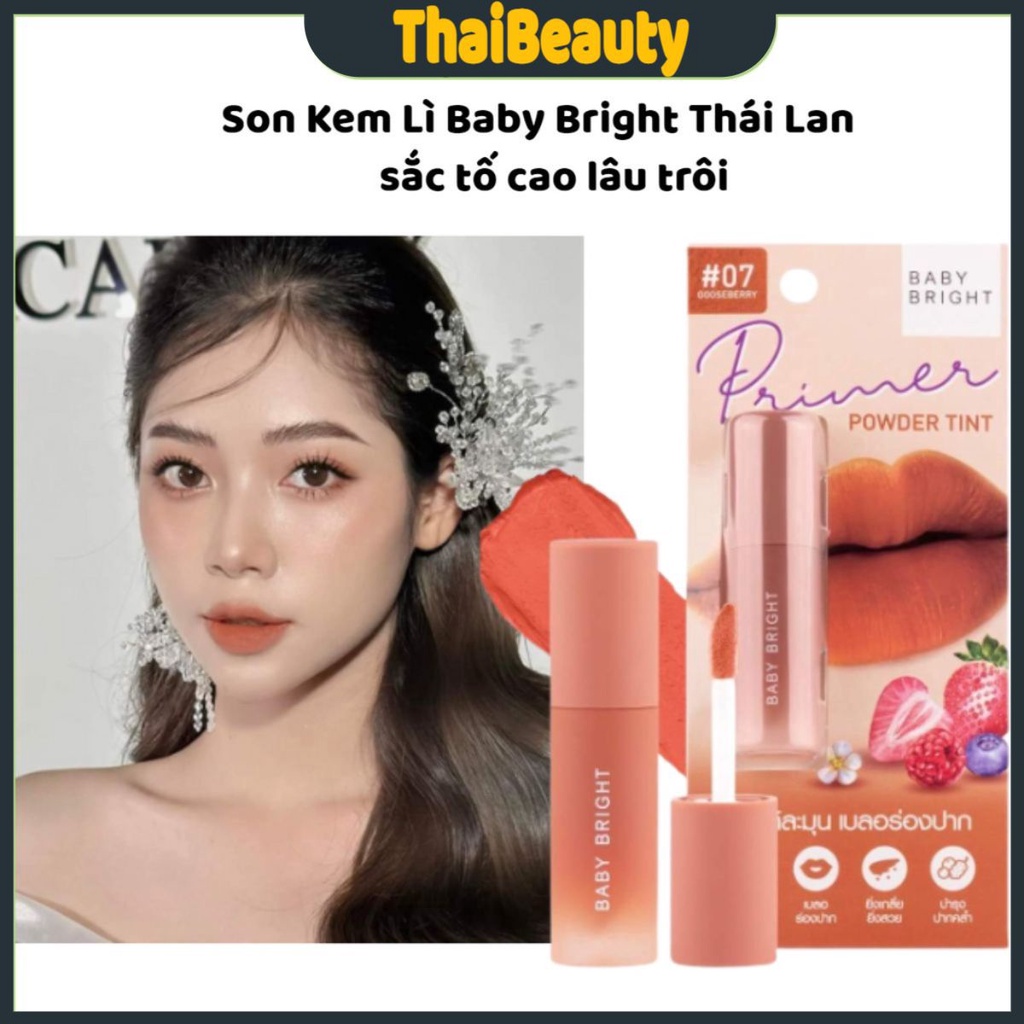 Son Kem Lì Baby Bright Thái Lan sắc tố cao lâu trôi Baby Bright Primer Powder Tint 2.4g