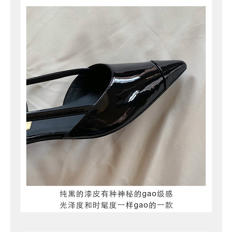 Xiaoxiang Giày Sandal Mũi Nhọn Gót Thấp Hở Ngón Phối Khóa Gài Sau Phong Cách Thời Trang Mùa Hè 2023