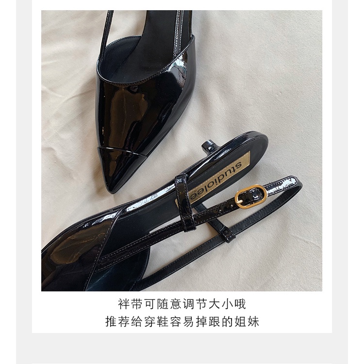 Xiaoxiang Giày Sandal Mũi Nhọn Gót Thấp Hở Ngón Phối Khóa Gài Sau Phong Cách Thời Trang Mùa Hè 2023