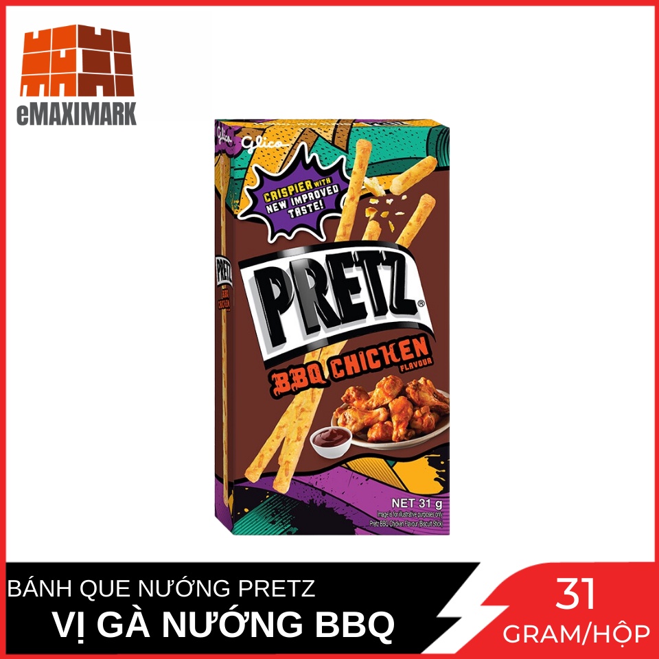 Bánh Que Nướng Giòn Glico PRETZ Vị Gà Nướng BBQ Hộp 31g