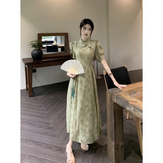 Mới Đầm Sườn Xám Cách Tân Tay Ngắn Dáng Dài Phong Cách Trung Hoa Thời Trang Mùa Hè 2023 Cho Nữ