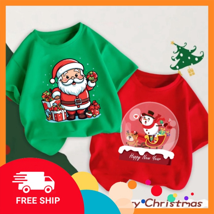 Áo thun cho bé Merry Christmas 2023 áo noel lễ noel in ấn hình quái gở cho bé trai bé gái-SHOP NEMOKIDS - HOANGNAMKIDS