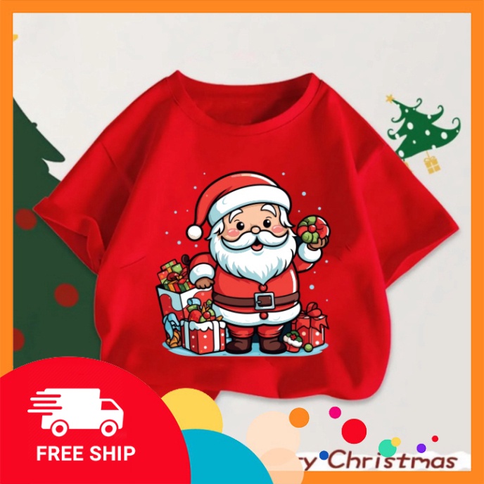 Áo thun cho bé Merry Christmas 2023 áo noel lễ noel in ấn hình quái gở cho bé trai bé gái-SHOP NEMOKIDS - HOANGNAMKIDS