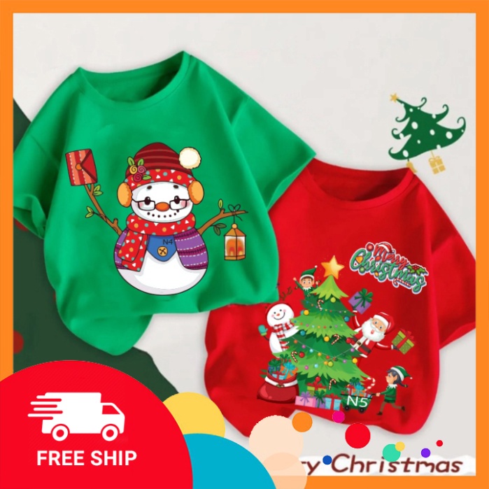 Áo thun cho bé Merry Christmas 2023 áo noel lễ noel in ấn hình quái lạ cho bé trai bé gái-SHOP NEMOKIDS-NOEL2 - HOANGNAM