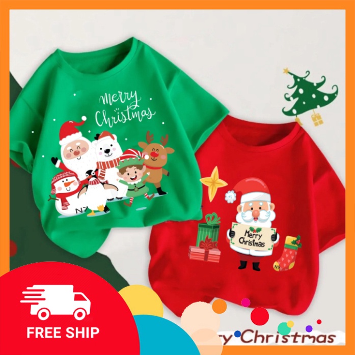 Áo thun cho bé Merry Christmas 2023 áo noel in ấn hình độc lạ cho bé trai bé gái - HOANGNAMKIDS